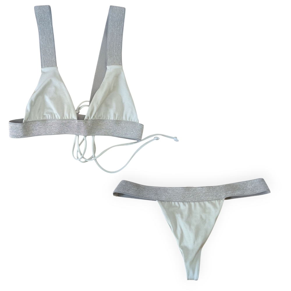 Andi Bagus‎ Silver Metallic Thong String Bikini Set